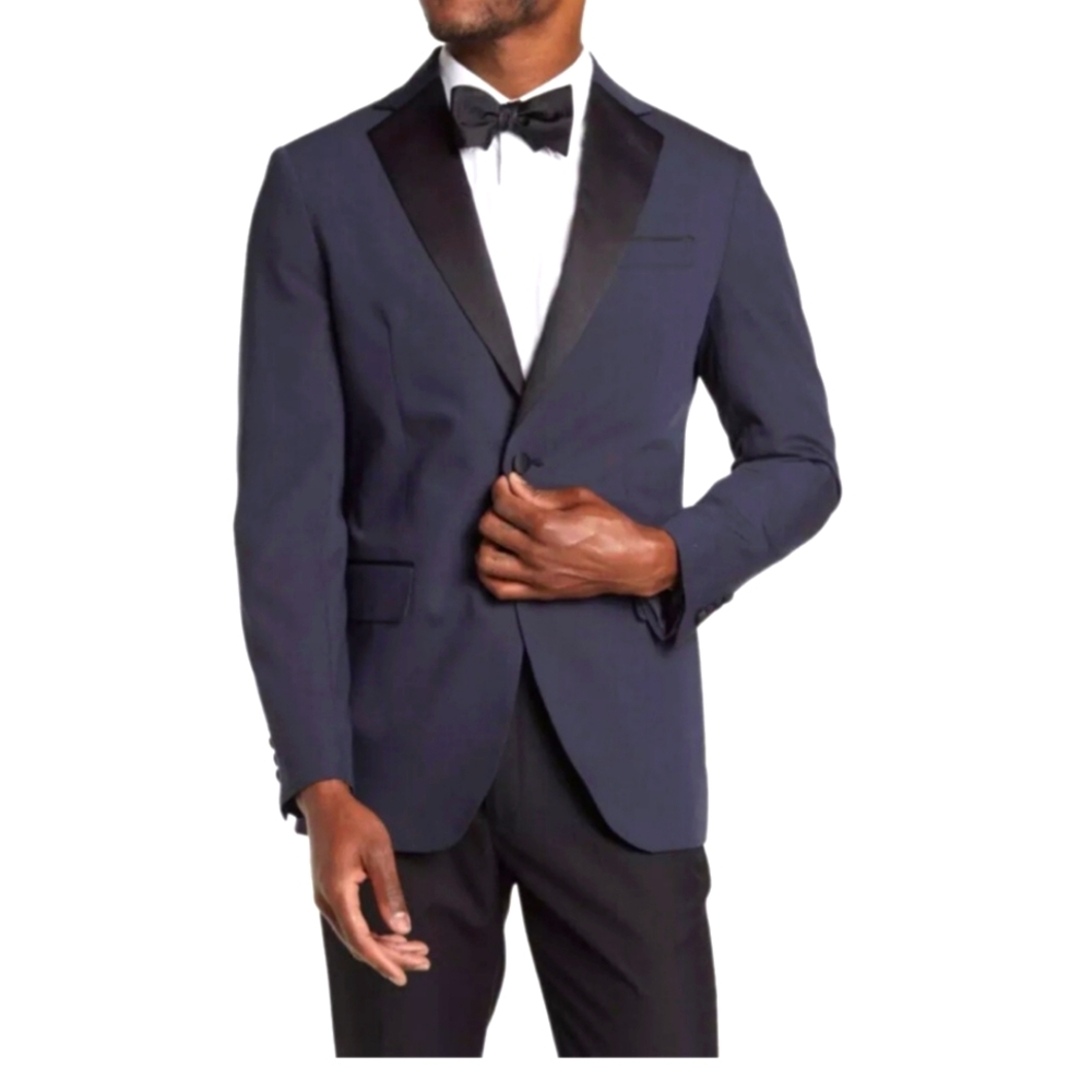 NWT Nordstrom Rack Men’s Tuxedo Jacket - Navy / Black Satin - 42R